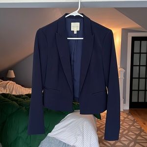 Silence + Noise Cropped Navy Blazer Small